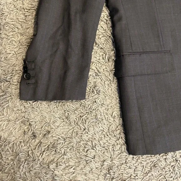 ISAIA Napoli 100% Wool 120’s Sport Coat Blazer In Gray Purple Stripe US 38 EU 48